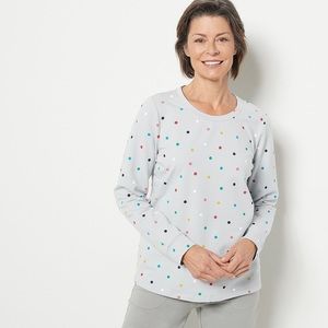 Sport Savvy Polka Dot Pullover Top - Grey (sz L) A472319
